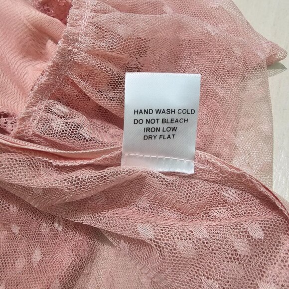 Y2K Sz M Dusty Pink Kawaii Polka Dot Tulle Top Lace Ruffle Romantic Coquette - Picture 10 of 10